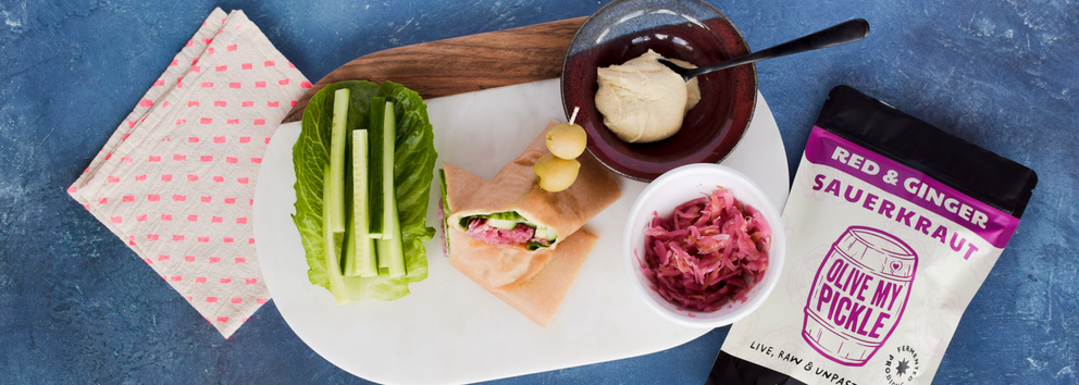 Sauerkraut & Hummus Veggie Wrap}