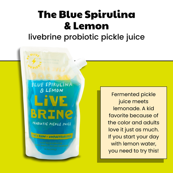 LiveBrine Probiotic Pickle Juice Blue Spirulina & Lemon (FREE)