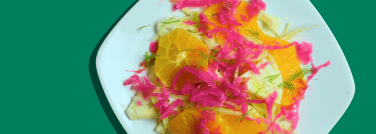 Orange and Fennel Salad with Red + Ginger Sauerkraut