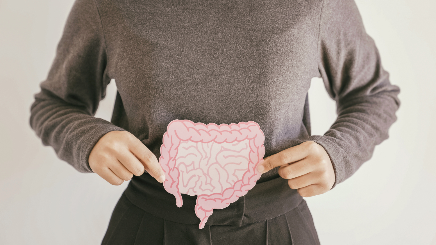 Person Displaying Healthy Gut Microbiome Cutout