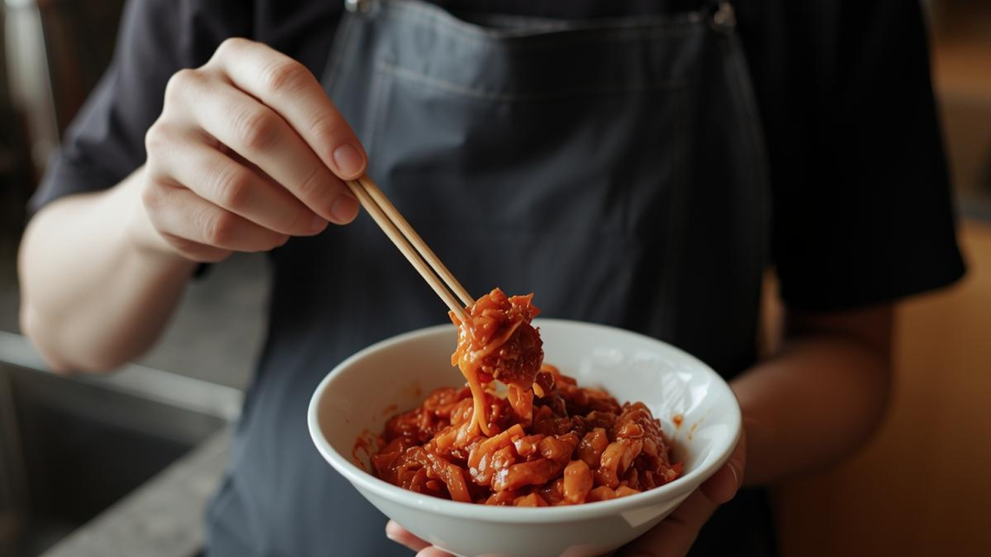 Person Holding A Bowl Of Kimchi