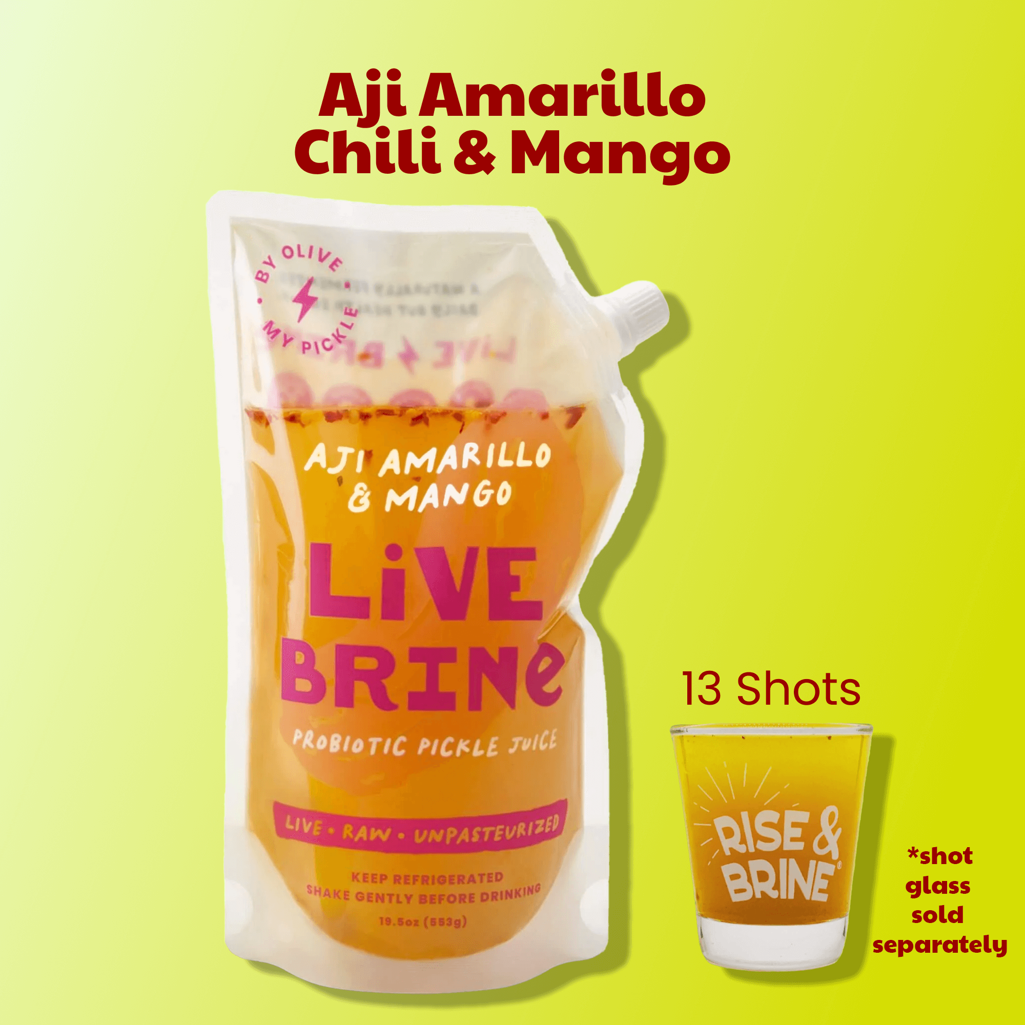 LiveBrine Probiotic Pickle Juice Aji Amarillo Pepper & Mango