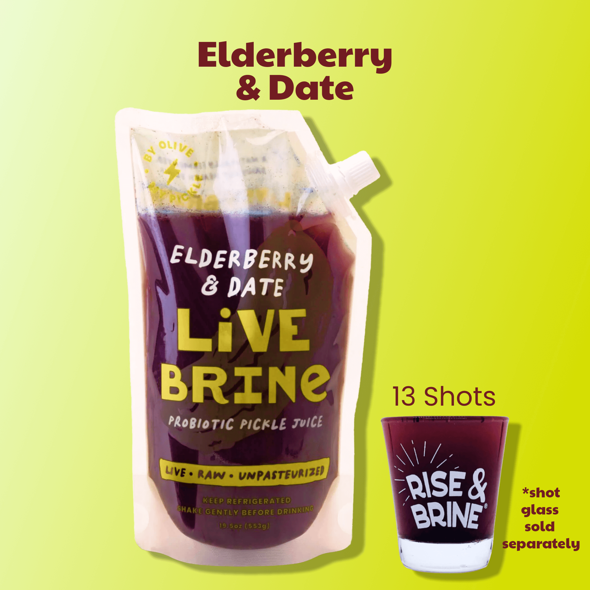 LiveBrine Probiotic Pickle Juice Elderberry & Date (3 PACK)