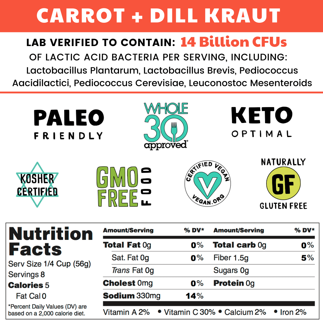 Carrot + Dill Fermented Sauerkraut (3 PACK)