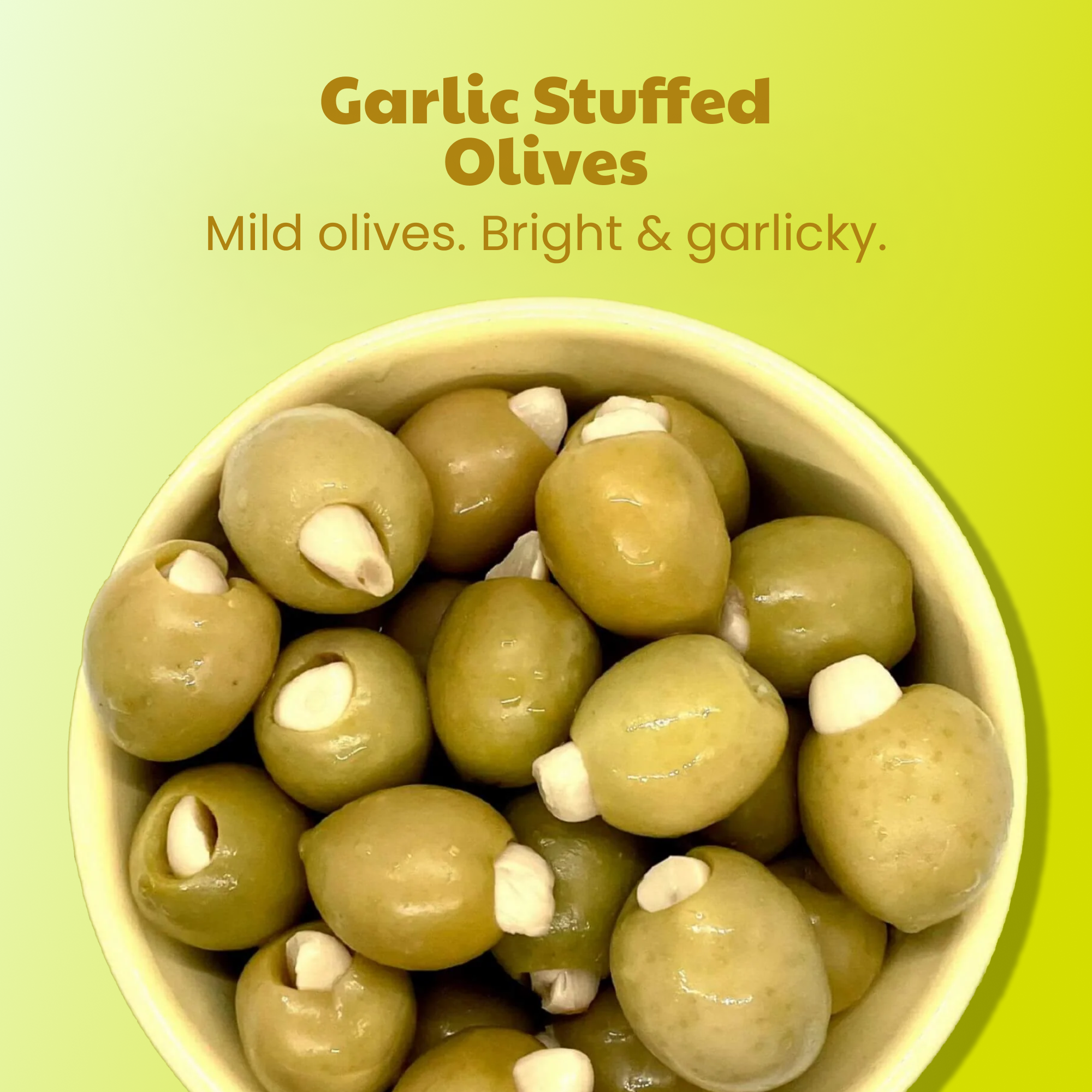 Probiotic Garlic Stuffed Olives in Salt Water Brine, 3 Pack