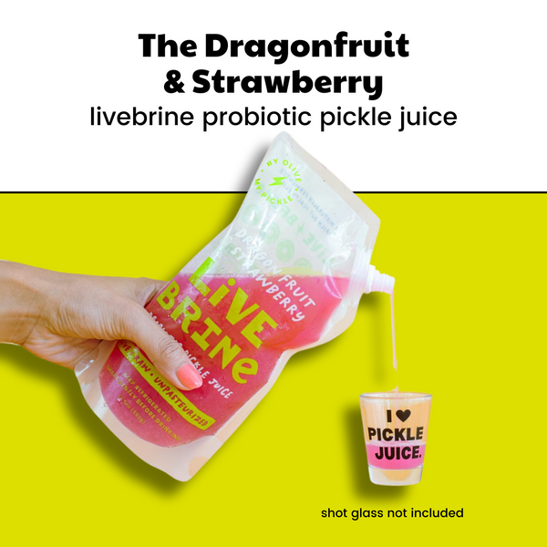 LiveBrine Probiotic Pickle Juice: Dragon Fruit & Strawberry