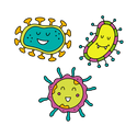 Illustration of happy beneficial bacteria