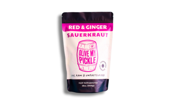 Red ginger sauerkraut, 16 oz, fermented food